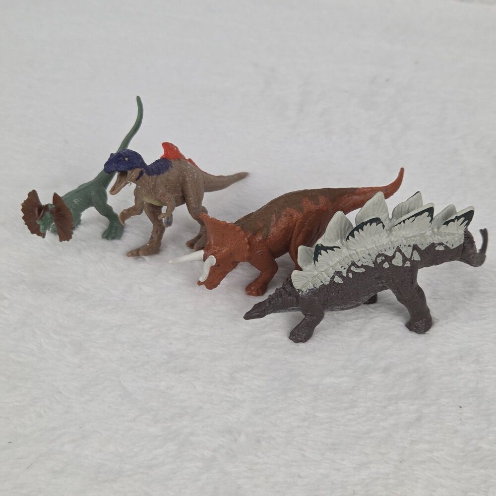 Jurassic World Mini Dinosaur Figures Rubber Flexible 4 Piece Bundle